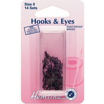 Hemline Hooks & Eyes - Black (Size 0)