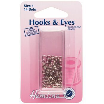 Hemline Hooks & Eyes - Nickel (Size 1)