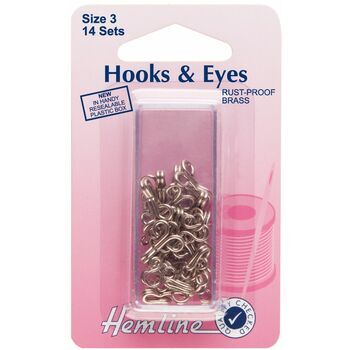 Hemline Hooks & Eyes - Nickel (Size 3)
