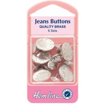 Hemline Jeans Buttons - Nickel (16mm)