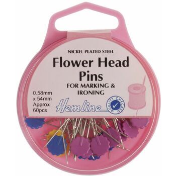 Hemline Flower Head Pins - Nickel (60pcs)