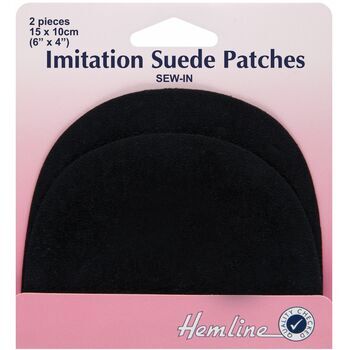 Hemline Sew-In Imitation Suede Patches - Black