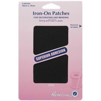 Hemline Cotton Twill Iron-On Patches - Black