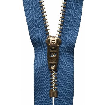 YKK Brass Jeans Zip - Slate Blue (10cm)