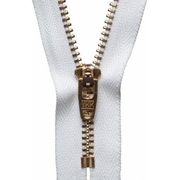 YKK Brass Jeans Zip - White (10cm)