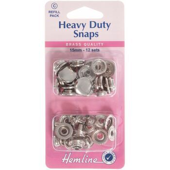 Hemline Heavy Duty Snaps Refill Pack: Nickel/Silver (15mm)