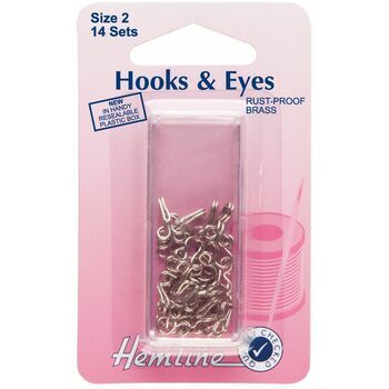 Hemline Hooks & Eyes (Nickel) - Size 2