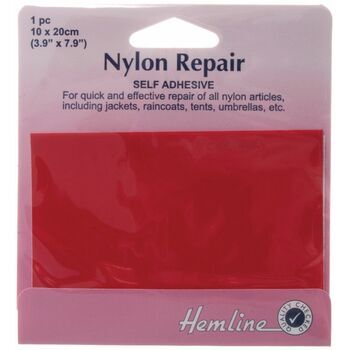 Hemline Self Adhesive Nylon Repair Patch - 10 x 20cm (Red)