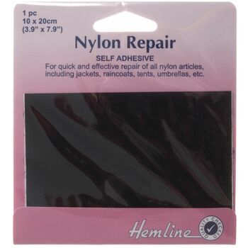 Hemline Self Adhesive Nylon Repair Patch - 10 x 20cm (Black)