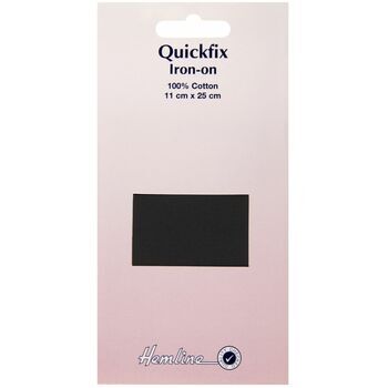 Hemline Quickfix Iron-On Cotton Patch (Black) - 11 x 25cm