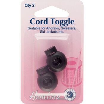 Hemline Cord Toggles - Black (6mm)