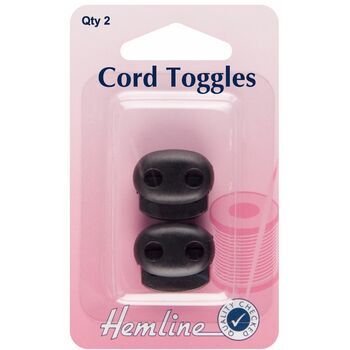 Hemline Adjustable Cord Toggles - Black (5mm)