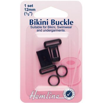Hemline Bikini Buckle Set - Black (12mm)
