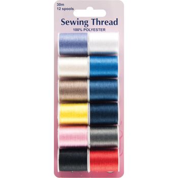 Hemline Sewing Thread - 12 Assorted Colours