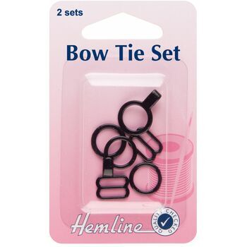 Hemline Bow Tie Set - Black (2 Sets)