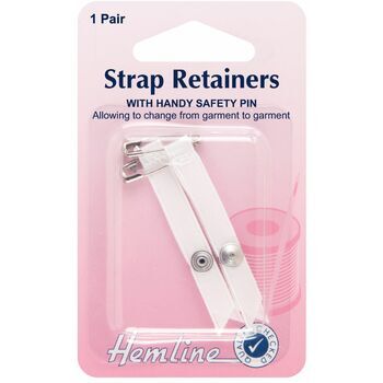 Hemline Shoulder Strap Retainer with Safety Pin (White)