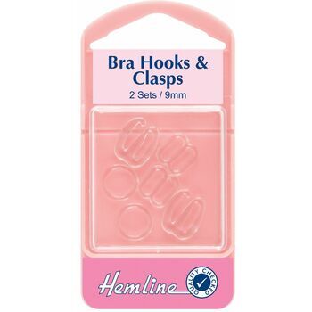 Hemline Bra Hooks & Clasps - Clear (9mm)
