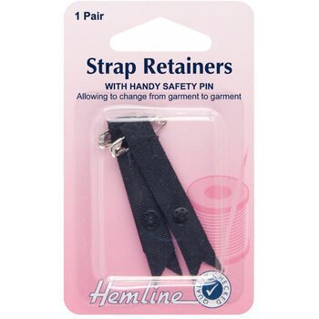 Hemline Shoulder Strap Retainer with Safety Pin (Black)
