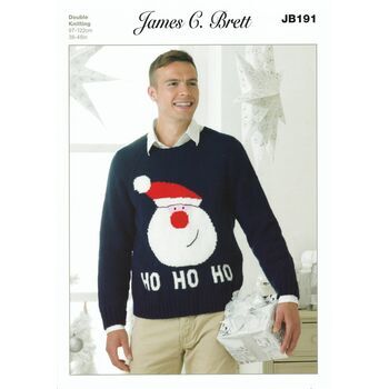 James C. Brett Father Christmas Jumper Knitting Pattern - DK JB191