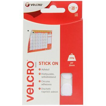 Velcro Stick On Hook & Loop Coins (16mm) - White