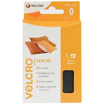 Velcro Sew On Hook & Loop Tape (1m x 20mm) - Black