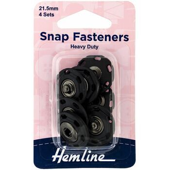 Hemline Sew On Plastic Snap Fasteners (21.5mm) - Black