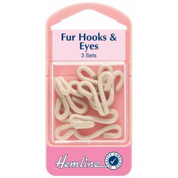 Hemline Fur Hooks & Eyes - Beige (Size 3)