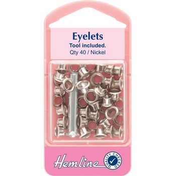 Hemline Eyelets with Tool - Nickel (5.5mm)