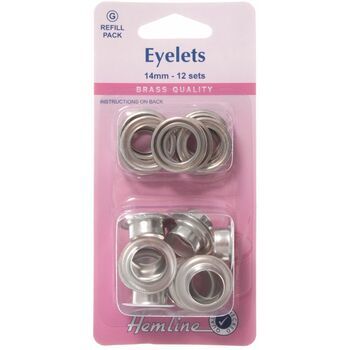 Hemline Eyelets Refill Pack - Nickel/Silver (14mm)