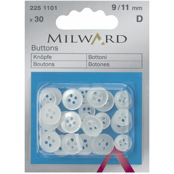 Milward Shirt Buttons - Pearl (9 & 11mm) 30 Pieces