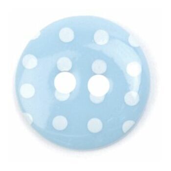 Pale Blue with White Spots: 2 Hole: Size 15mm