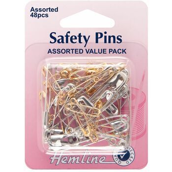 Hemline Safety Pins - Assorted Value Pack - 48pcs