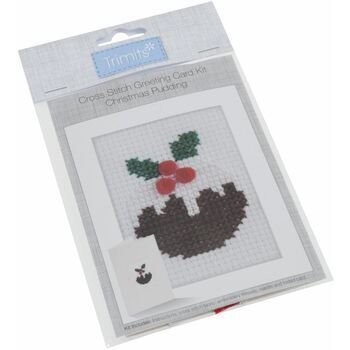 Trimits Cross Stitch Kit Card - Christmas Pudding