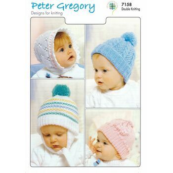 Peter Gregory Pattern No.7158: Baby Hats: DK