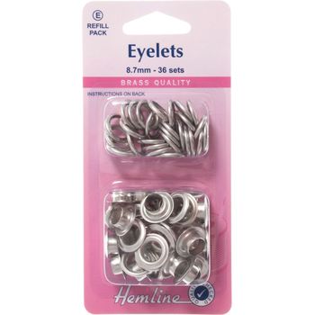 Hemline Eyelets Refill Pack - Nickel/Silver (8.7mm) (E)