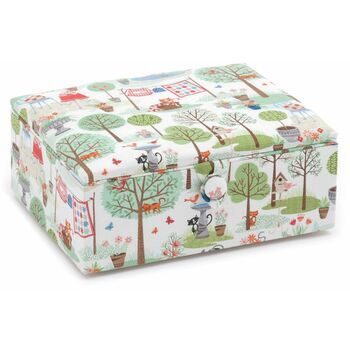 Hobby Gift Premium Collection Large Sewing Stool - Crafty Cats in the Garden