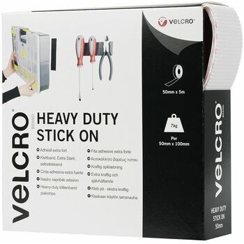 Velcro Hook & Loop Tape Heavy Duty Stick-On: 50mm: White: Per Metre