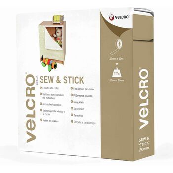 Velcro Hook & Loop Tape Sew & Stick: 20mm: White: Per Metre