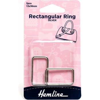 Hemline Nickel / Silver Rectangular Ring - 30mm (2 Pieces)