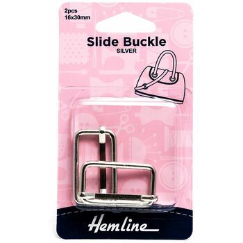 Hemline Slide Buckles - Silver - 30mm x 16mm (2 Pieces)