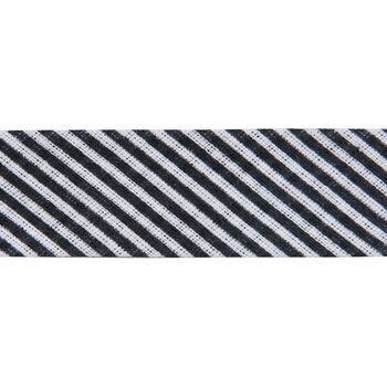 Essential Trimmings Cotton Printed Bias Binding - 20mm (Black Stripes) - Per Metre