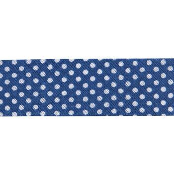 Essential Trimmings Cotton Printed Bias Binding - 20mm (Navy Blue with Dots) - Per Metre