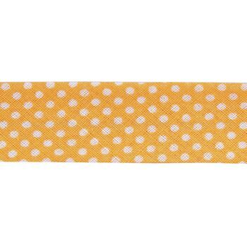 Essential Trimmings Cotton Printed Bias Binding - 20mm (Yellow with Dots) - Per Metre