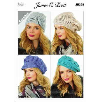 Brett Ladies Hats Chunky Knitting Pattern JB328