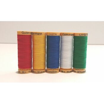 Gutermann Natural Cotton Thread 100m (Bright Colours) - Pack of 5