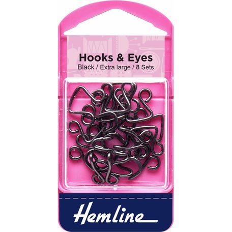 Hemline: Hook and Eyes: Black - Size 13