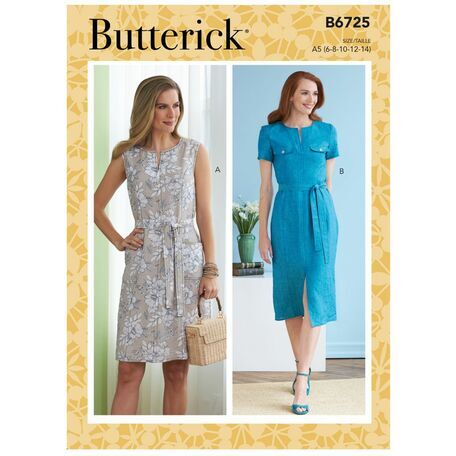 Butterick Pattern B6725 Neck Slit Dresses