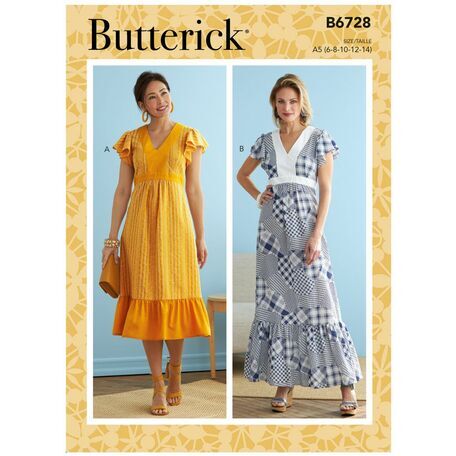 Butterick Pattern B6728 V-Neck Dresses