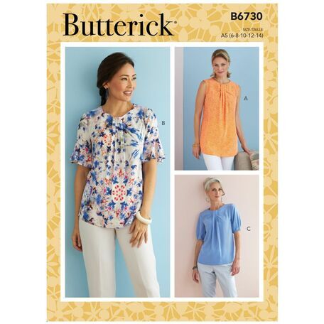 Butterick Pattern B6730 Neckline Tuck Tops