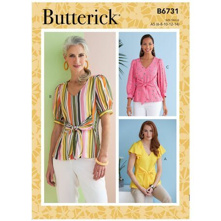Butterick Pattern B6731 Misses V-Neck Tops